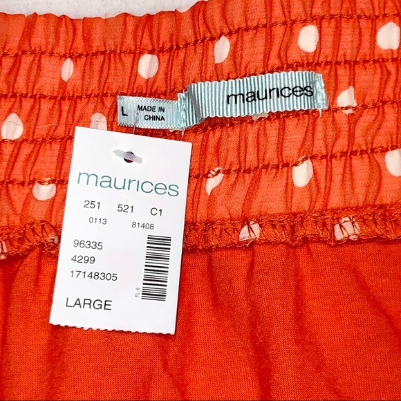 Maurices Orange and White Polka Dot Print Ruffled Skirt - Picture 8 of 11